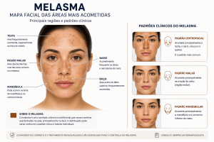 ilustração sobre melasma: manchas na pele do rosto