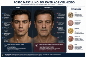 Homem com rosto masculino olhando para frente, destacando mandíbula, queixo e contornos faciais.